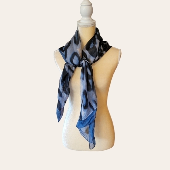 Cejon Women's Scarf Animal print Blue black Rectangle T08 - Picture 1 of 4